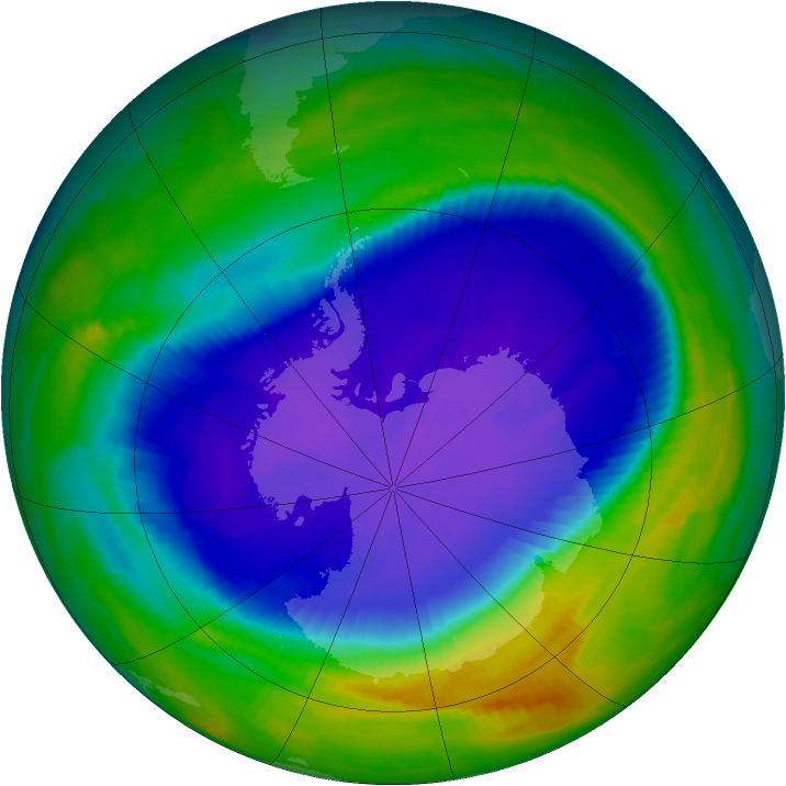 Antarctic ozone map for 29 September 1997